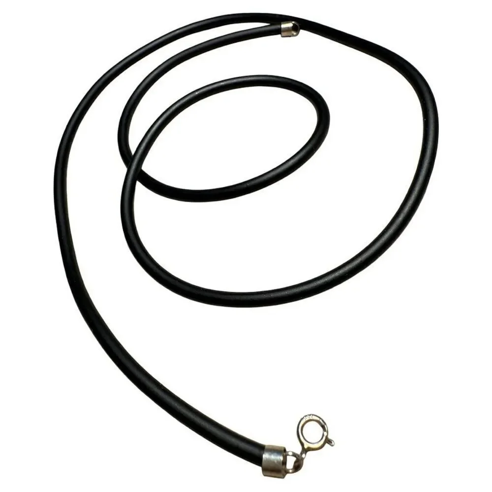 24” Black Cord Necklace - Unisex | 925 Silver Clasp Minimalist Great for Men